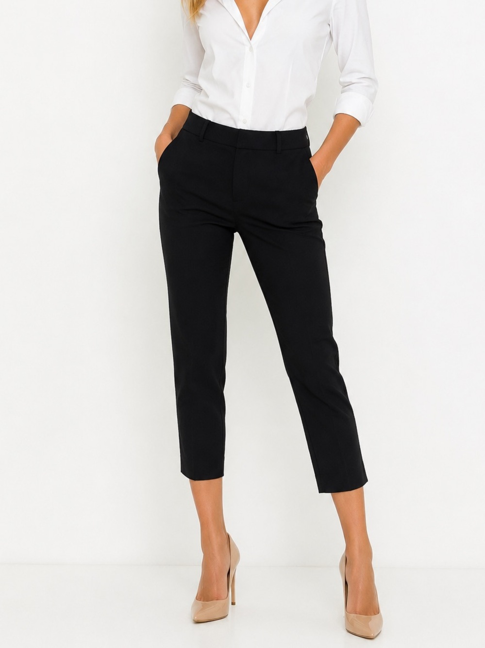 Banana Republic Black Cropped Slim Dress Pants - Size 00P